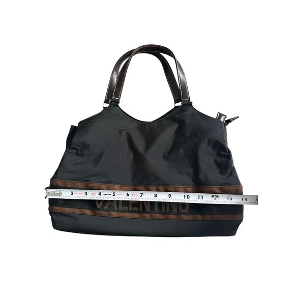 VALENTINO ROSSA Black Brown Logo Shoulder Tote Bag - Picture 6 of 11